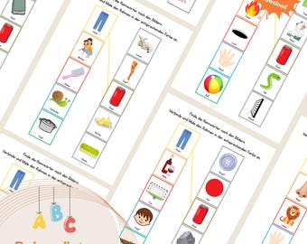Reimwörter Deutsch Lernspiel für Kinder | Vorschule Grundschule | Sprachförderung Download | Reime finden & verbinden | Kita | Frühförderung