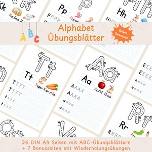 Aprender las letras para niños: Trazar y escribir el abecedario | Preescolar, jardín de infancia, primaria | Fichas PDF DIN A4