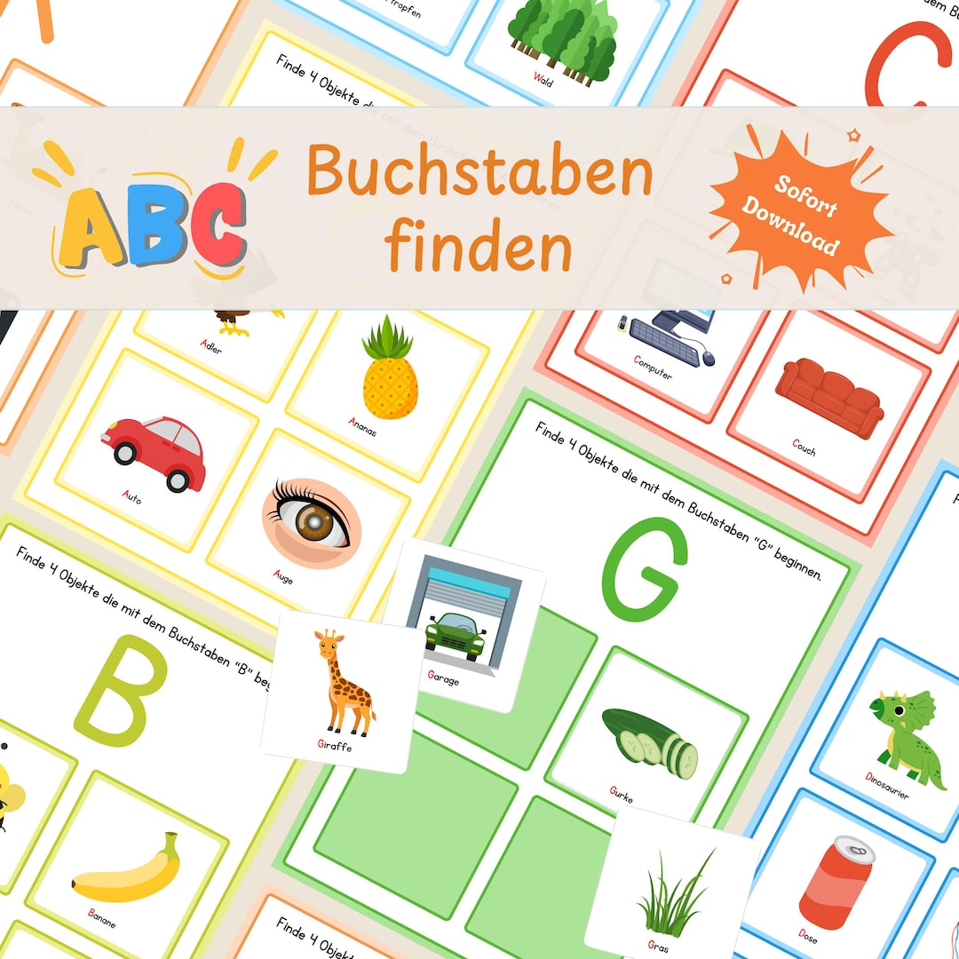 Alphabet Lernen A-Z: Arbeitsblätter Anfangsbuchstaben Finden | ABC