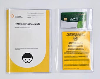 U-Heft Hülle transparent mit Fach für Impfpass & Versicherungskarte – 3-teilige Schutzhülle für Uheft, Impfpass oder Reisepass