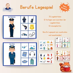 Berufe Zuordnungsspiel für Kinder | Lernspiel mit 72 Kärtchen | Vorschule & Kindergarten | Feinmotorik | PDF Download