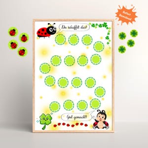 Marienkäfer Belohnungstafel Kinder inkl. Belohnungssticker | Glücks-Belohnungsplan für Motivation & Ziele | Sofort Download druckbar DIN A4