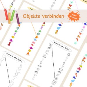 Verbinde die gleichen Objekte: Matching Spiel für Kinder | 10 Seiten Digital Download | Visuelle Wahrnehmung & Konzentration | Stifthaltung