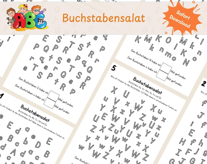 Buchstabensalat ABC Arbeitsblaetter Für Kinder | Buchstaben Lernen