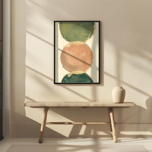 Modernism Geometric Wall Art Printable, Abstract Green, Clay Circle Print, Poster, Minimalist, Digital Instant Download Home Decor