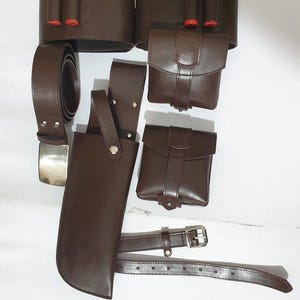 Conjunto de couro Death Watch – Cinto de armadura de cosplay Mandalorian, coldre, bolsas e tiras para fantasia de Star Wars, ajuste personalizado para cosplayers