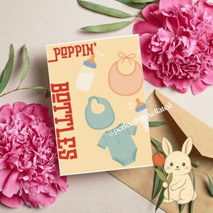 Lot de 4 cartes amusantes pour bébé et parrain et marraine – 4 cartes de voeux amusantes pour une baby shower et un nouveau parent