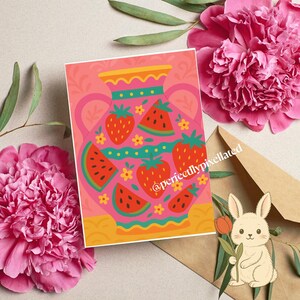 Set di biglietti d'auguri con illustrazioni di ragazze - Estetica accogliente e arte per la cura di sé / Confezione da 4 biglietti vuoti / Pixellato alla perfezione