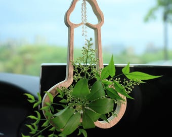 Funny Wooden Air Plant Hanger, Rearview Mirror Car Accessory