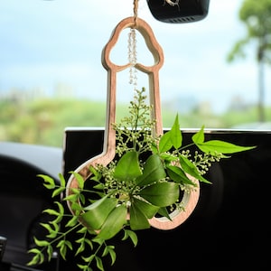 Special Wooden Flower Pots,Personalized Wooden Air Plant Hanger, Funny Rearview Mirror Accessories, Car Interior,Home Decor,Fathers Day Gift
