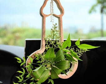 Special Wooden Flower Pots,Personalized Wooden Air Plant Hanger, Funny Rearview Mirror Accessories, Car Interior,Home Decor,Fathers Day Gift