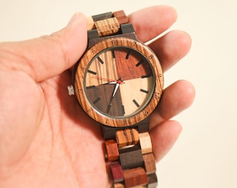 Reloj de madera hecho a mano, reloj grabado para hombre, regalo de cumpleaños, regalo del Día del Padre, reloj de aniversario para hombre, regalo para profesor
