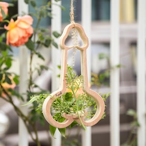 Personalized Wooden Air Plant Hanger, Funny Rearview Mirror Accessories, Car Interior,Special Wooden Flower Pots,Home Decor,Plant Art