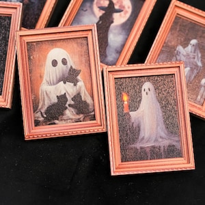 Halloween Retro Refrigerator Magnets, Gothic Framed Ghost Painting Magnet, Halloween Decor, Spooky Ghost Painting, Home Decor