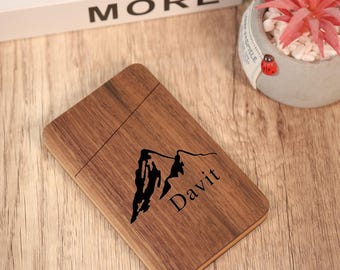 Personalized Wooden Business Card Holder, Engraved Business Card Holder, Boss Gift Ideas,Portable Card Holder, Fathers Day Gift