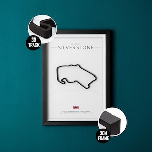 Silverstone Circuit – 3D Printed Wall Art in Black Frame - The perfect gift for a Formula 1 fan!