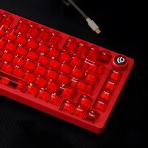 Set di tasti con profilo ciliegia trasparente rosso - 114 tasti per tastiera meccanica, retroilluminati RGB, materiale PC