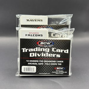 Divisores horizontais para cards colecionáveis BCW com 32 etiquetas personalizadas com a palavra &quot;NFL Word Mark Team&quot;