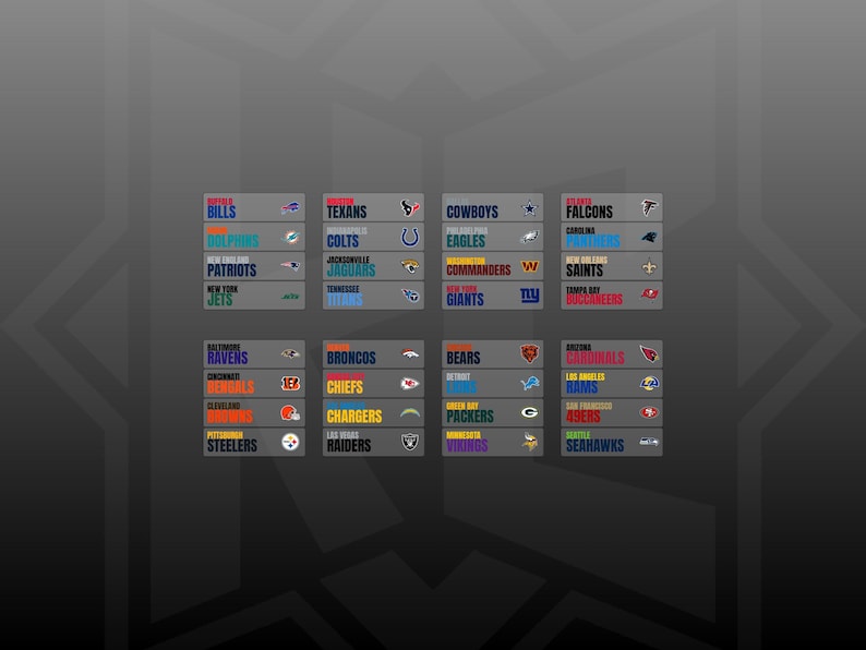 Javascript In Teams Background Photo NFL Team Labels (32 Pack) | Stickers for Football Card Organization ...