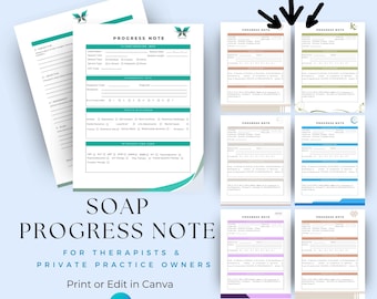 Clinical SOAP Progress Note | Private Practice Therapist Forms | Client Intake Documentation - PN001