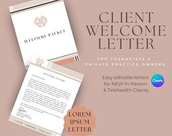 Private Practice Welcome Letter | Therapy Client Letter | Documents for Business Owners | Simple Editable Letter - WL003