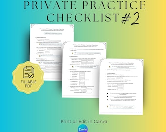 Pre-Launch Private Practice Fillable Checklist | Solo Practice Documentation | Financial & Tax Preparation | Editable in Canva  - PPC002