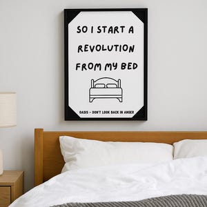 Oasis Songtexte Poster – &#39;So I start a Schüssel / Don&#39;t Look Back in Anger - druckbare Wandkunst – digitaler Download