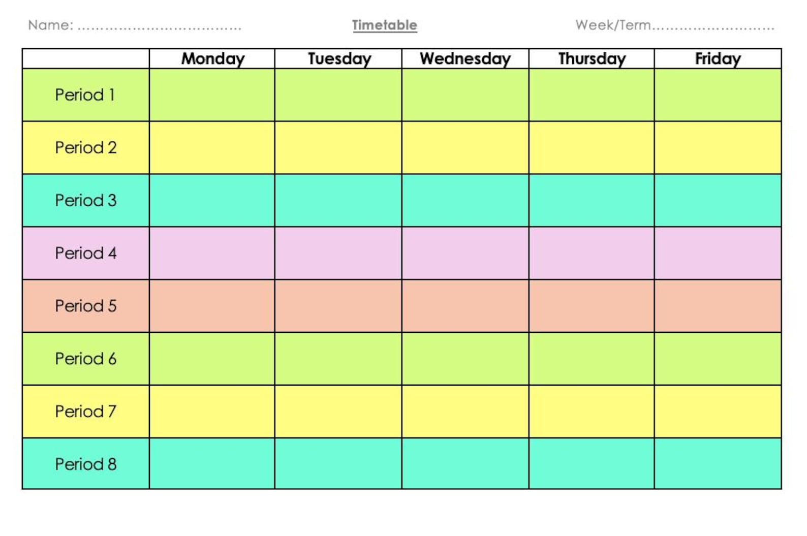 Student Timetable Templates: 60-page Weekly Class Schedule (PDF & DOCX ...