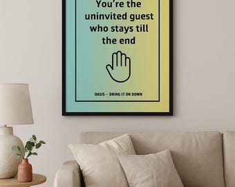 オアシスの歌詞ポスター：Bring it on Down - ブリットポップ ウォールアート（デジタルダウンロード）