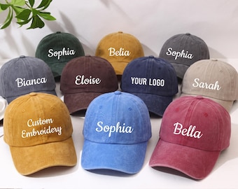 Boné bordado personalizado, boné estilo pai com texto, boné de beisebol vintage para presentear, boné com frase personalizada, boné trucker de algodão lavado