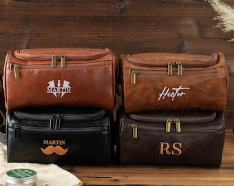 Nécessaire de couro personalizada, nécessaire sob medida para homens, organizador de viagem bordado, presente para padrinhos, presente de luxo para ele.