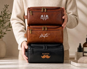 Nécessaire de couro personalizada para homens, nécessaire bordada, bolsa de viagem, presente para padrinhos, presente para o Dia dos Pais, presente para o marido