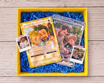 Cartão personalizado para o Dia dos Pais, Presente para o Papai, Cartão com foto personalizado, Cartão holográfico, Presente de aniversário para ele, Presente personalizado, Presente do filho para o papai