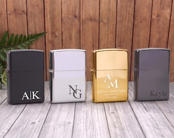 Isqueiro personalizado para padrinhos com estojo, isqueiro com monograma gravado à mão, presente para pedido de padrinhos, presente de aniversário para homens.