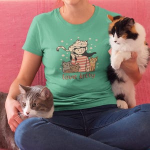 Cat Lover Shirt Women - Cute Vintage Cat Graphic Tee, Soft Cozy Comfort Colors, Perfect Gift for Her