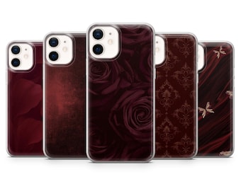 Burgundy Phone Case Romantic Red Elegant Cover for iPhone 17, 16, 15, 14, 13, 12, Samsung S26, S25, S24, A17, A56, Pixel 10 Pro XL, 9A, 8, 7