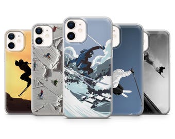 Coque de portable pour ski, sports d'hiver, neige, pour iPhone 17, 16, 15, 14, 13, 12, Samsung S26, S25, S24, A17, A56, Pixel 10 Pro, 9A, 8A, 7A