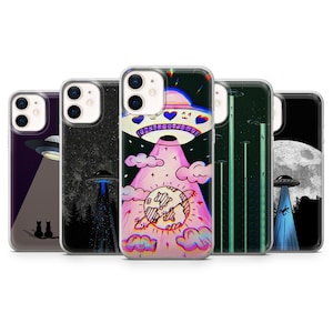 UFO Phone Case Alien Space Abduction Cover for iPhone 17, 16, 15, 14, 13, 12, 11, Samsung S25, S24, A16, A56, Pixel 10 Pro XL, 9A, 8Pro, 7A