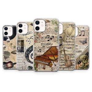 Music Lover Phone Case Vintage, Piano, Instrument Cover for iPhone 17, 16, 15, 14, 13, 12, 11, Samsung S25, A16, A56, Pixel 10 Pro XL, 9A, 8