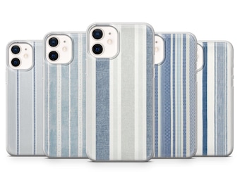 Striped Phone Case Blue Cover for iPhone 17, 16, 15, 14, 13, 12, Samsung S26, S25, S24, A17, A56, Pixel 10 Pro XL, 9A, 8Pro, 7A