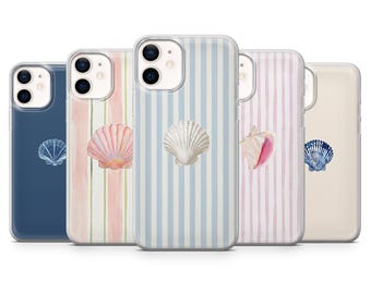 Seashell Phone Case Beach Nautical Coastal Cover for iPhone 17, 16, 15, 14, 13, 12, Samsung S26, S25, S24, A17, A56, Pixel 10 Pro, 9A, 8, 7A