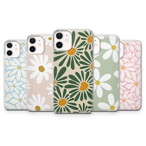 Telefonskal med daisymotiv, vårvibbar, pastellfärgade, söta blommor, för iPhone 17, 16, 15, 14, 13, Samsung S26, S25, S24, A17, A56, Pixel 10 Pro, 9, 8