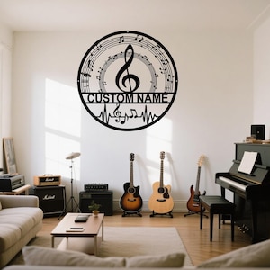 Personalized Music Studio Decor, Custom Studio Metal Art, Music Room Decor Metal Sign, Music Wall Hanging, Music Lover Gift, Podcaster Gift
