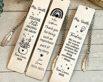 Engraved Metal Bookmark,Gift for Teachers,Custom Bookmark,Bookmark Gifts for Teachers,Custom Quote Bookmark,Unique Bookmark, Book Lover Gift
