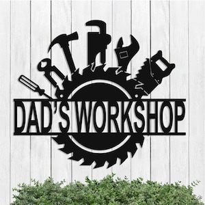 Letrero de taller de metal personalizado: decoración personalizada para garaje, cobertizo o casa de campo