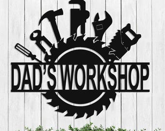 Dad's Custom Workshop Sign, Personalized Garage, Shed & Farmhouse Wall Decor, Unique Keepsake Gift for Dad
