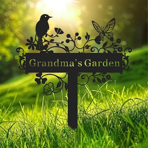 Custom Garden Bird Stake | Personalized Floral Metal Sign | Outdoor Yard Decor | Welcome Gift | Rustic Home & Garden Art