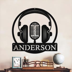 Custom Music Studio Metal Sign | Personalized Microphone Wall Art | Music Lover Room Decor | Gift for Musicians | Audio Studio Decor