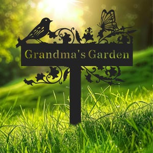 Custom Garden Bird Stake | Personalized Floral Metal Sign | Outdoor Yard Decor | Welcome Gift | Rustic Home & Garden Art