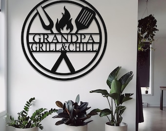 Letrero metálico personalizado para barbacoa: regalo personalizado para un maestro de la parrilla
